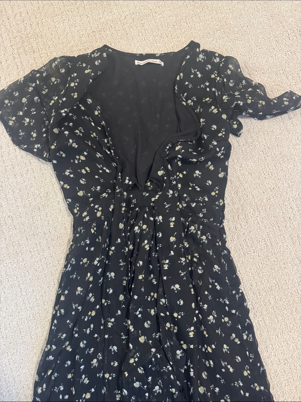 Abercrombie & Fitch Black Floral Midi Dress